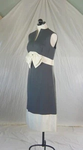 JAMESS LEE & CO. vintage 70s CUSTOM GRAY DRESS ivory silk trim M-L - Picture 1 of 8