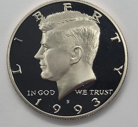 1993 S Kennedy Proof Cameo Clad Half Dollar Smooth Black Fields FREE SHIPPING! Cover