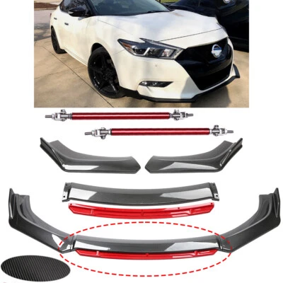 Front Bumper Lip Splitter Spoiler Body Kit Carbon Fiber Rods For Nissan Maxima Foto 1 de 4