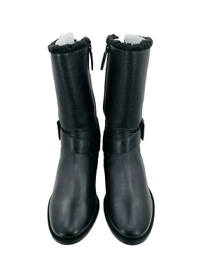 Talbots Mid Calf Boots Shoes Womens SZ 8 Black Grain Leather Faux Fur Lined NWOT - Image 1 of 4