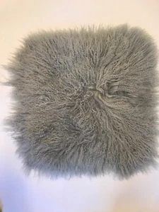 Gray Mongolian Tibet Lamb fur pillow case 18" X18" - Picture 1 of 5