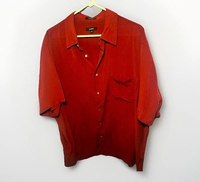 Alfani 100% silk Scarlet Red shirt mens XXL button down beach vacation comfort - Image 1 of 4