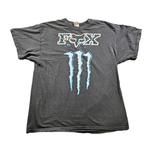 Fox Racing x Monster Energy Black Y2K Grunge Skater T-Shirt Size L FAST SHIPPING - Picture 1 of 6