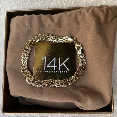14K желтое золото византийский браслет из звеньев 6,75 дюймов 5,2 грамма - новый с Ярлыками! - Изображение 1 из 4