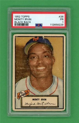 1952 Topps #26 Monte Irvin * CENTERED PSA Poor 1 * New York Giants baseball card - Image 1 of 2