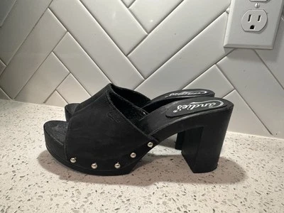 Sandalias Candies Originales Vintage Años 80 Tacones Altos Slides Cuero Negro 7/38 Foto 1 de 4