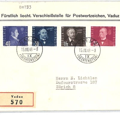 Cubierta LIECHTENSTEIN 1948 AVIÓN PIONEROS Vaduz registrada Zurich XT249 Foto 1 de 4