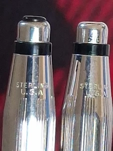 Anson Sterling U.S.A Pen+Mechanical Pencil Vintage Set Needs Ink Mechanism Work - Picture 1 of 18