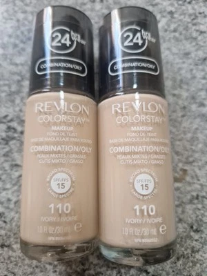 2 x IVORY REVLON COLORSTAY FOUNDATION 24HR COMBINATION/OILY 30ml - Image 1 of 4