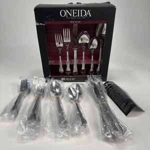 41Pc Oneida ARBOR ROSE TRUE ROSE Stainless Flatware Service 8+ Place Set *READ* - Picture 1 of 10