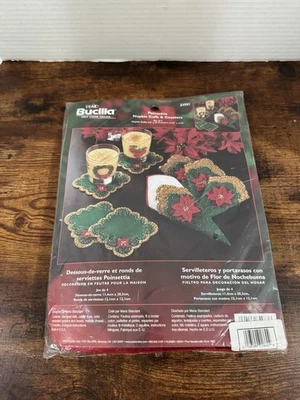 Kit artesanal navideño de fieltro bucilla vintage puños y posavasos sellados nuevo con etiquetas Foto 1 de 4