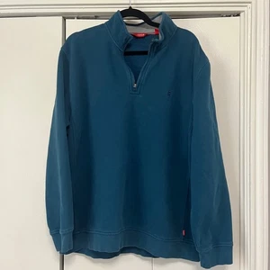 IZOD Mens Teal Blue 1/4 Zip Pullover Sweatshirt Size XL - Picture 1 of 4