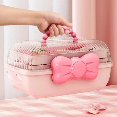 Stylish Pink Hair Clip Container With Bow For Girls Accessories - image 1 of 4
