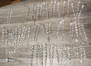 Vintage Plastic Icicle Ornaments Lot 56 Christmas Mixed Sizes Styles - Picture 1 of 6