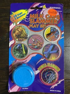 Vintage Sealed set of POGS - 10 caps 1 slammer Play Set - Milk Caps And Slammer - Picture 1 of 8