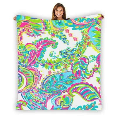 Lilly Pulitzer Floral Leaves Warm Single-Side Printing Flannel Fleece Blanket - Image 1 of 3