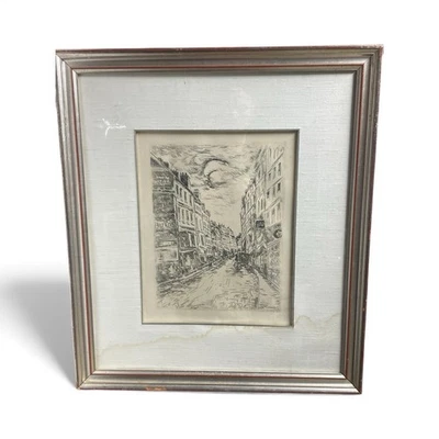 法国艺术家莫里斯·德·弗兰克签名原版蚀刻街冰川 — 第 1/4 张图片