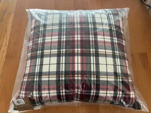 Pottery Barn Throw Pillows Denver Plaid Red Blue Green 18 X 18 Cushion NEW - Picture 1 of 5