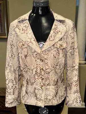 Classiques Entier бежевый питон змея цветочный печать блейзер костюм куртка женщин M - Изображение 1 из 4