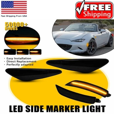 6PCS Smoked Amber LED Rear Front Side Lights Marker For Mazda 16-22 Miata MX-5 - Image 1 of 4