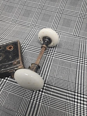 Antique Victorian Porcelain Door Knob Set with Mortise Lock Vintage Hardware - Image 1 of 4