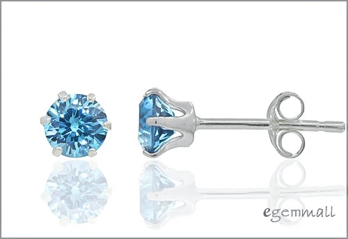 Sterling Silver Everyday Stud Post Earrings CZ Simulated Birthstones 3,4,5,6 mm - Image 1 of 1