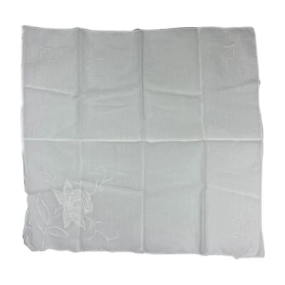 Vintage Embroidered Handkerchief Hankie White Freesia Flowers Pocket Scarf - Image 1 of 4