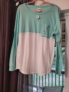 Victoria's Secret Color Block Long Sleeve T-shirt Large Nwt - Picture 1 of 6