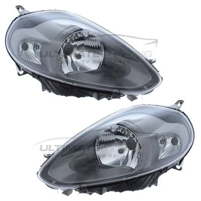 Par de faros interiores negros izquierda y derecha para Fiat Punto Evo 2009-2012 Foto 1 de 2