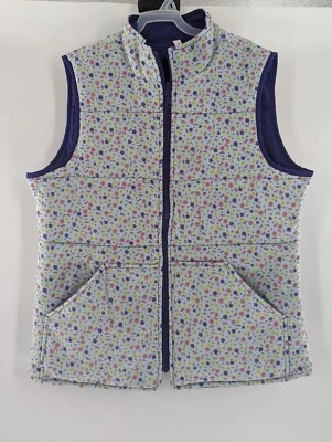 Chaleco Hanna Andersson Niñas Talla Mediana Reversible Morado con Flores Foto 1 de 4