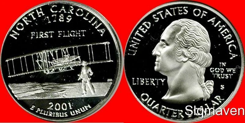 2001 S 90% Silver North Carolina State Quarter Deep Cameo Gem Proof  - Image 1 of 1