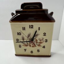 Vintage 70s Ceramic Wheat Harvest Pattern Kitchen Wall Clock Japan Canister