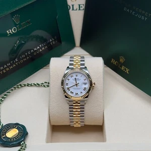 Rolex Lady-Datejust 28 NEW 2025 White Roman Dial Two Tone Yellow Gold Jubilee - Picture 1 of 8