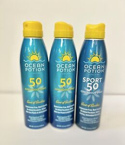 THREE Ocean Potion Suncare SPF 50 Sunscreen Spray SCENT OF SUNSHINE 5.5 oz Each