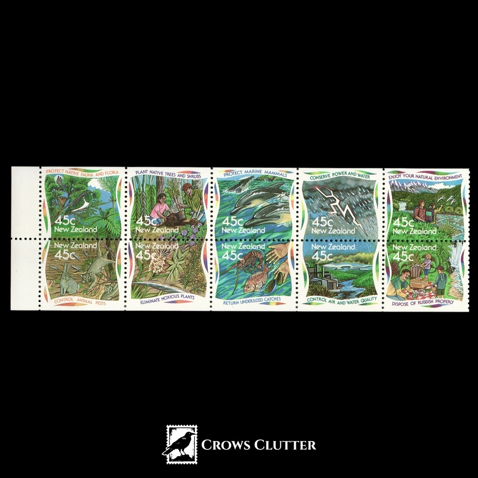 Bloque de sellos de panel folleto ambiental de Nueva Zelanda 1995 de (10) 45c como nuevo Foto 1 de 1