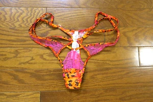 S ❤️ OPEN STRAPY Victoria's Secret HIGH CUT SATIN LACE THONG G V-STRING PANTIES - Picture 1 of 10