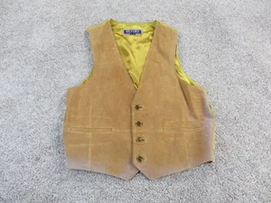 VINTAGE Beyond Leather Vest Mens Extra Large Beige Distressed 4 Button Front - Picture 1 of 16
