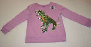 NEW OshKosh Girls Dinosaur Sweatshirt Pullover Purple Top 5 7 8 12 14 year
