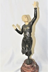 Art deco Figurine   Dancer  Marble base  Spelter  signed - Picture 1 of 9