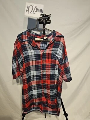 Camisa DE COLECCIÓN Jeffrey Banks Hombres Talla L Roja Negra A Cuadros Botones Bolsillo Franela Foto 1 de 4