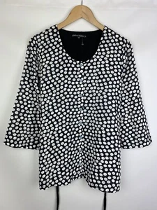 Gudrun Sjoden ladies polka dot cotton / linen cardigan sweater size M - Picture 1 of 14