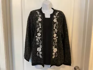 Women's Cathy Daniels Black Floral Print Jacket With Inset Tank Size M -B5 - Picture 1 of 9