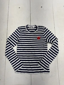 Play Comme Des Garcons Blue White Striped Long Sleeve Shirt Women's Size XS - Picture 1 of 7