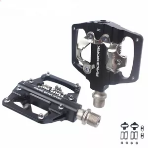 MTB Clipless Pedals Self-locking SPD Double Flat Platform MTB Bicycle Pedal - Picture 1 of 26