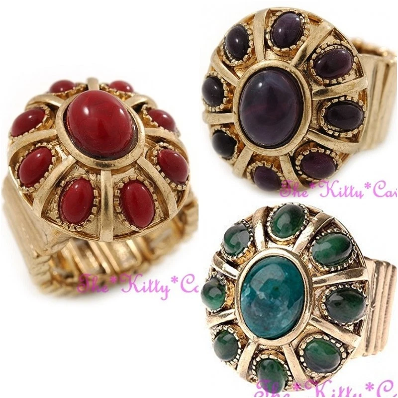 Anillo de cóctel Big Oval Regency barroco medieval vintage dorado audaz llamativo Foto 1 de 1