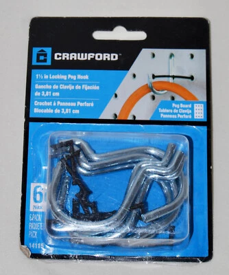 Nuevo gancho de clavija de bloqueo Crawford 6 piezas 1,5 pulgadas para tableros de clavijas Foto 1 de 4
