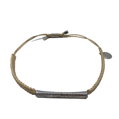 Pulsera Henri Bendel Cordón Trenzado Estrás Ajustable Beige Tono Plata Boho Foto 1 de 4