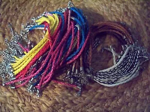 100PC OR ABOUT MUILTCOLOR LEATHER CORDS PLAITED BRACELET DIY JEWELRY MAKING - Picture 1 of 4