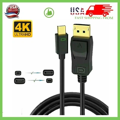 Mini DisplayPort to DisplayPort Cable Mini DP to DP Adapter HD Video 4K 60Hz 6FT - Image 1 of 4