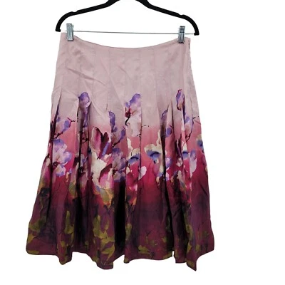 Falda Vintage Años 90 8 Granate Floral Seda Gota Cintura Plisada Completa Formal Glamour Foto 1 de 4